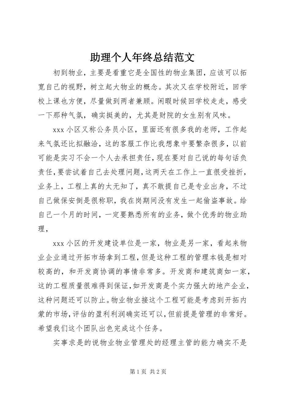 2023年助理个人年终总结.docx_第1页