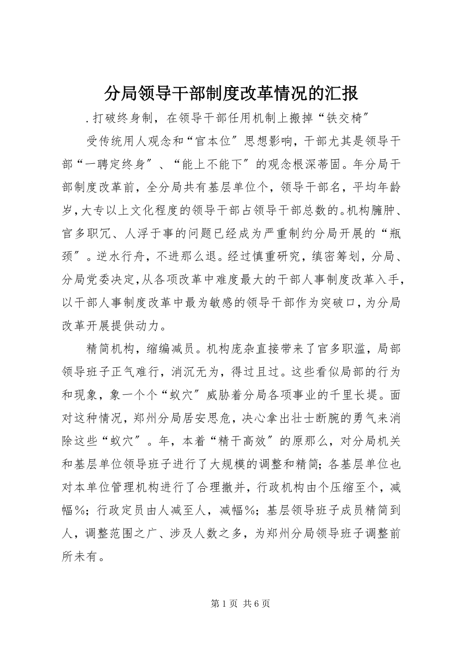 2023年分局领导干部制度改革情况的汇报.docx_第1页