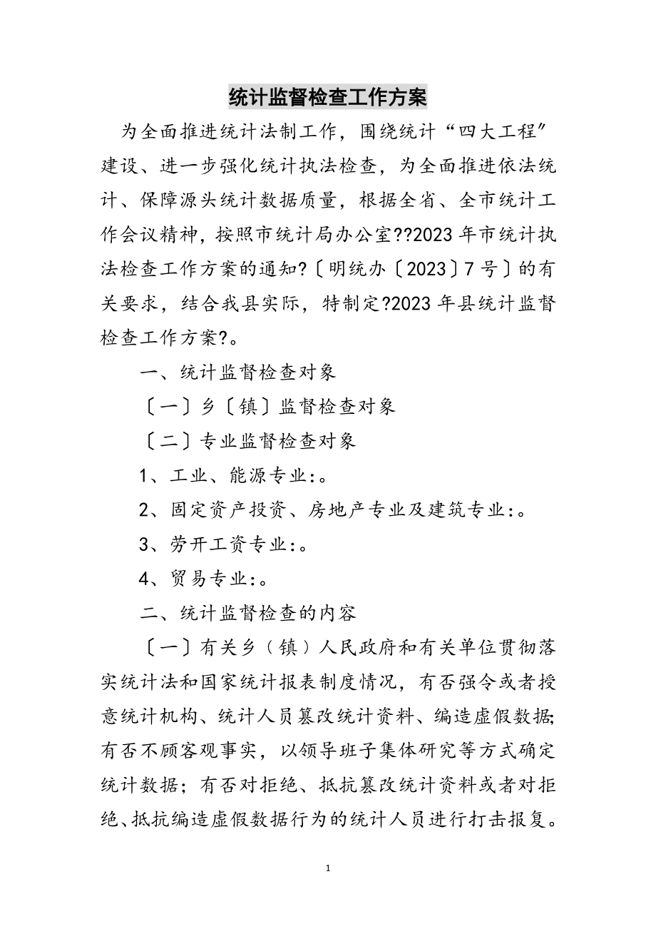 2023年统计监督检查工作计划范文.doc_第1页