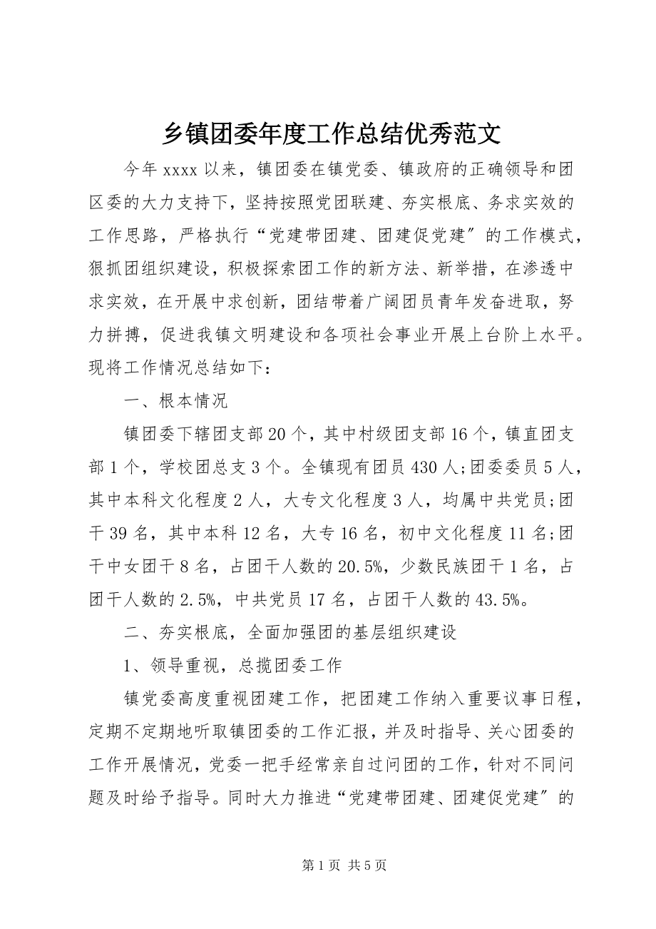 2023年乡镇团委年度工作总结优秀.docx_第1页