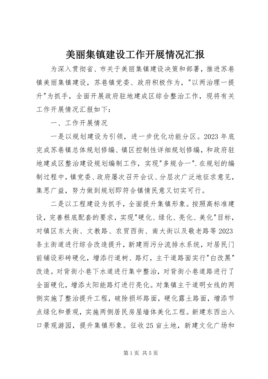 2023年美丽集镇建设工作开展情况汇报.docx_第1页