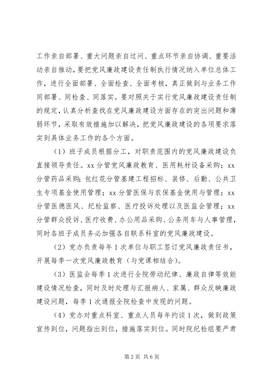 2023年县中医院党风廉政建设工作计划.docx_第2页