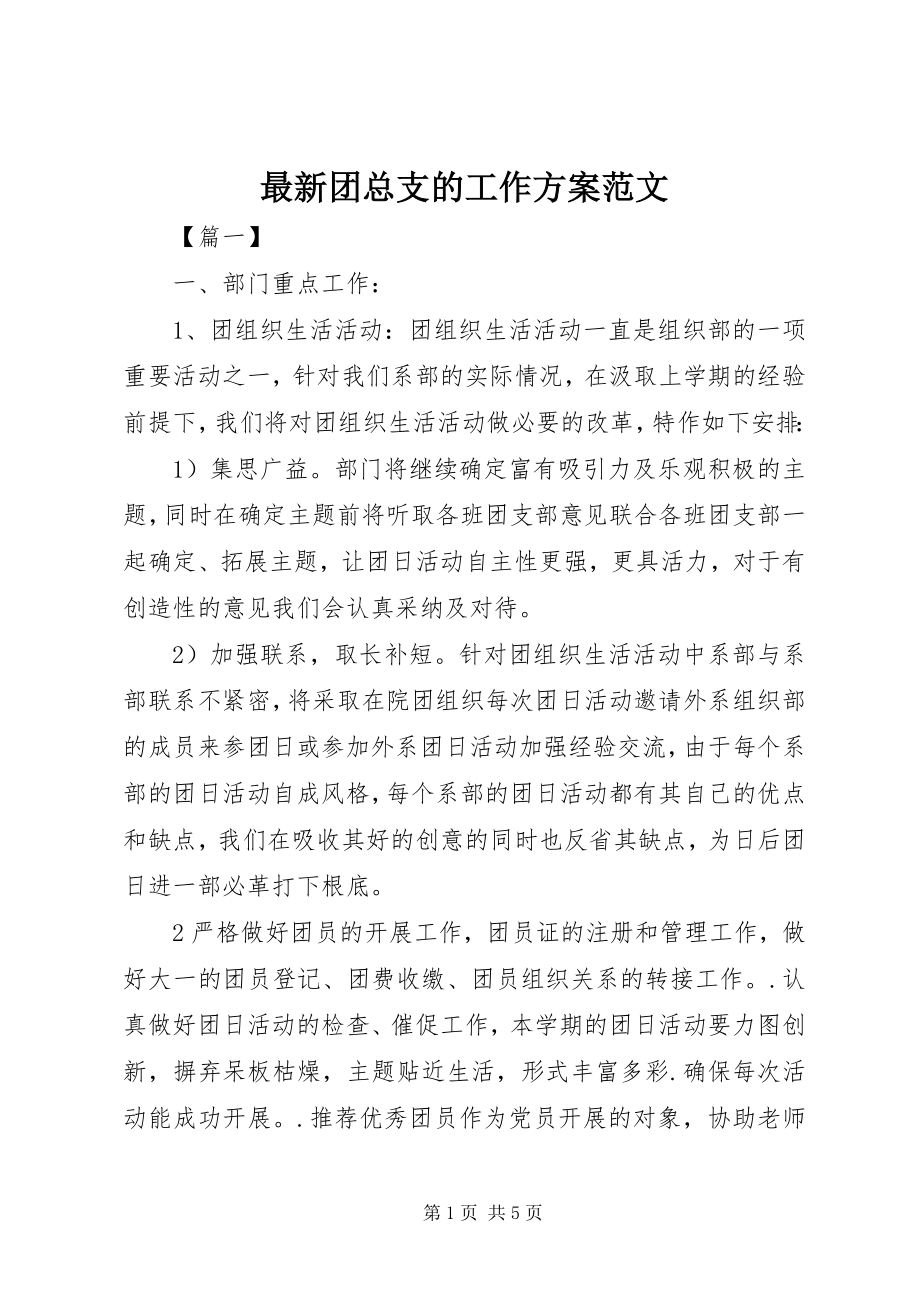 2023年团总支的工作计划范文.docx_第1页