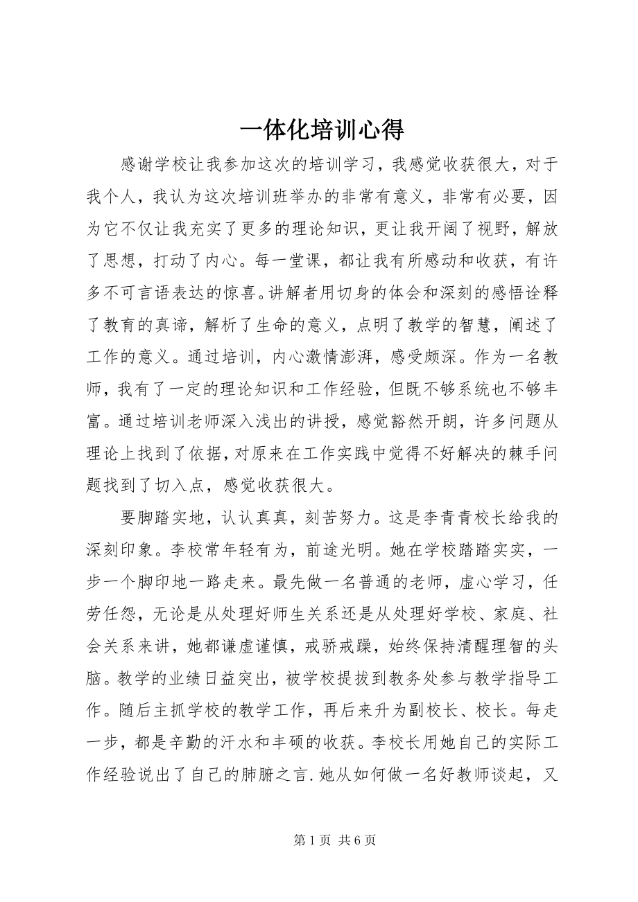 2023年一体化培训心得.docx_第1页