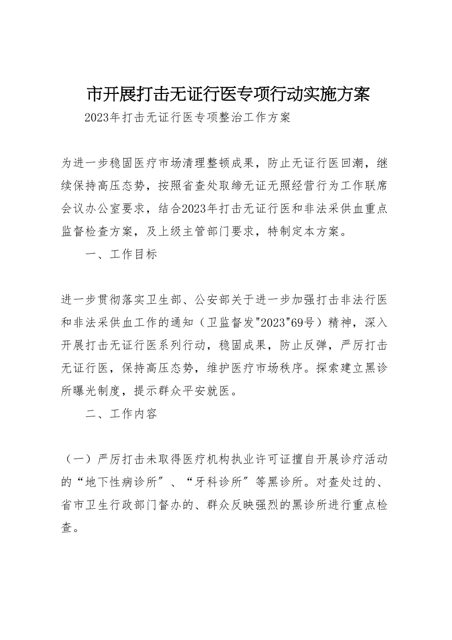 2023年市开展打击无证行医专项行动实施方案 3新编.doc_第1页