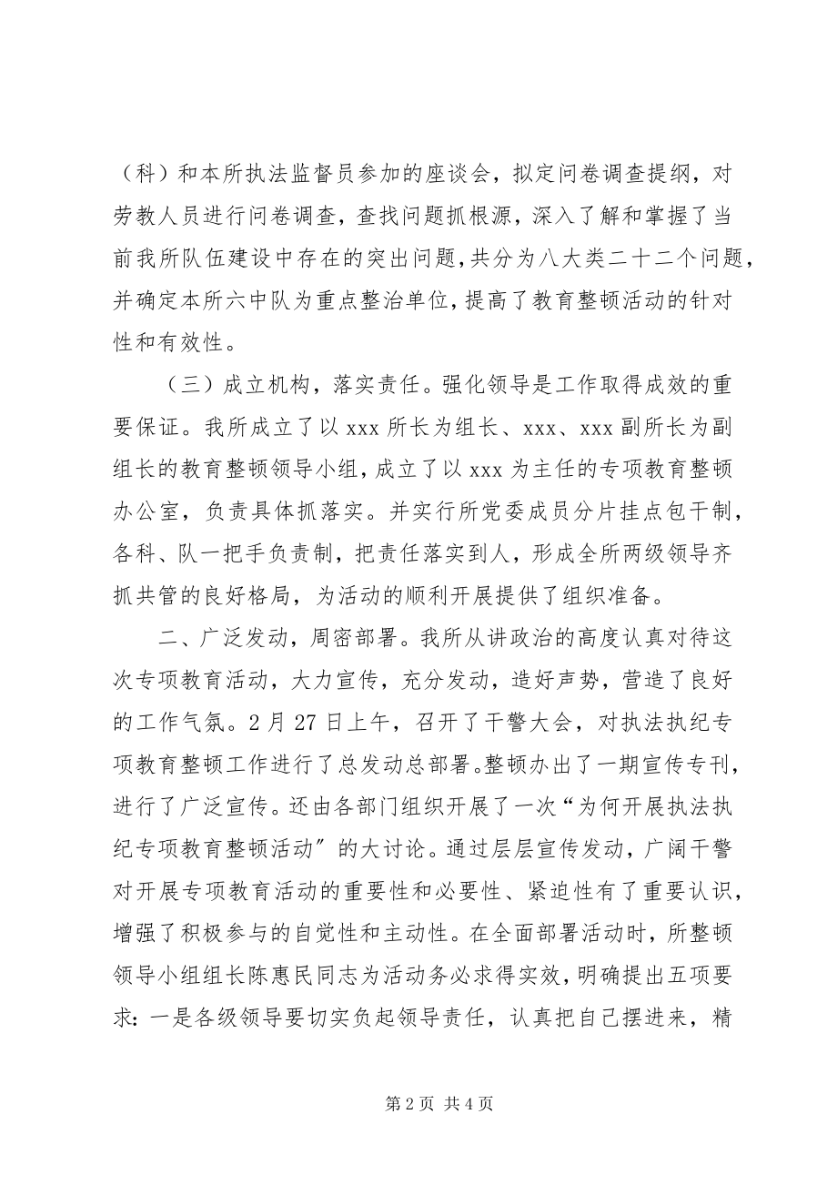 2023年劳教所执法执纪专项教育活动部署工作总结.docx_第2页