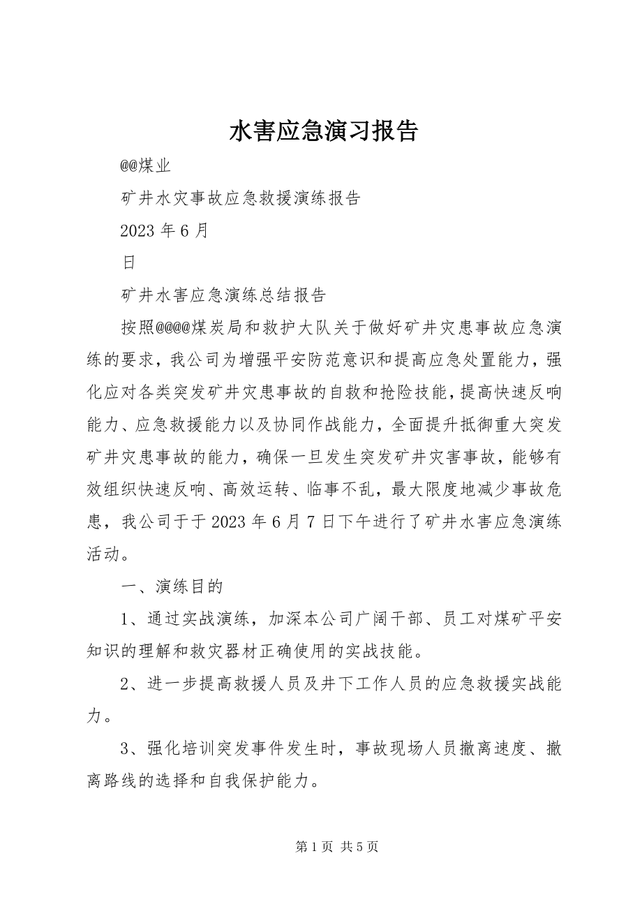 2023年水害应急演习报告.docx_第1页