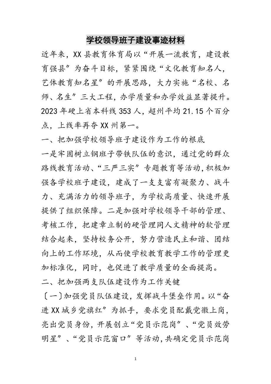 2023年学校领导班子建设事迹材料范文.doc_第1页