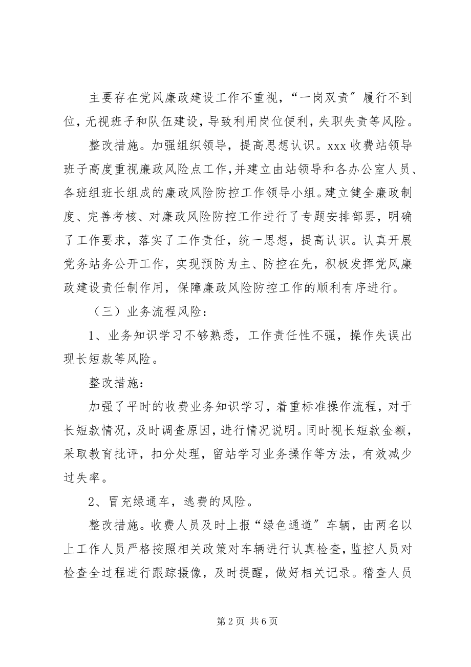 2023年收费站廉政风险点工作汇报.docx_第2页