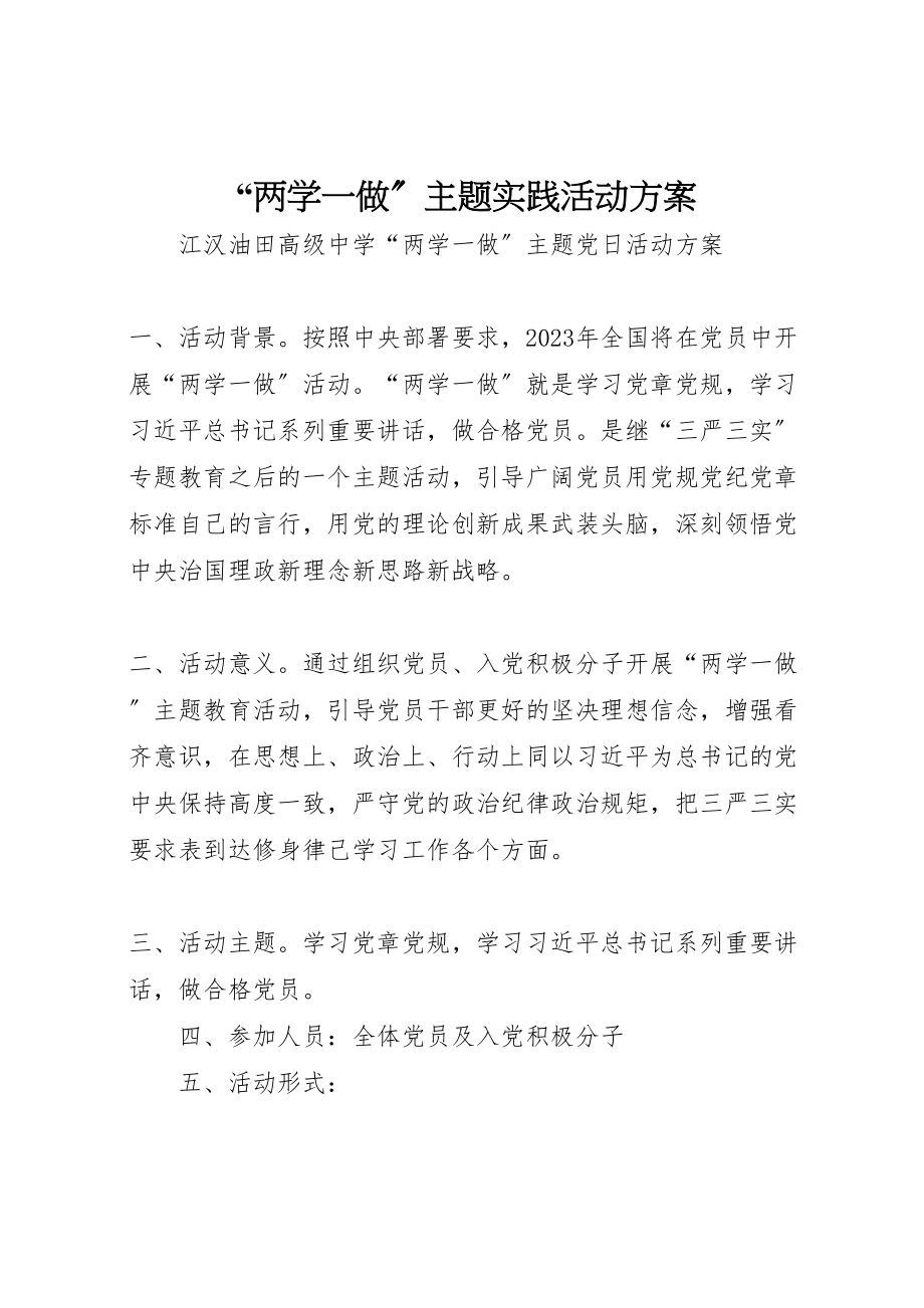 2023年两学一做主题实践活动方案 3.doc_第1页