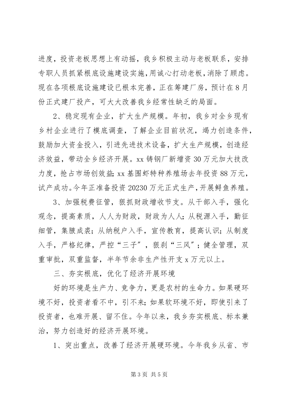 2023年全国经济强乡XX乡经济工作半年总结.docx_第3页