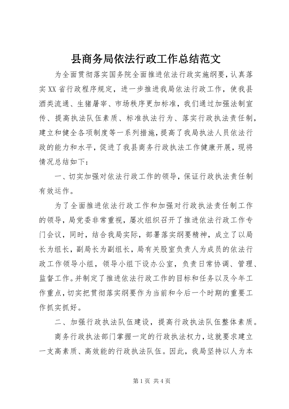 2023年县商务局依法行政工作总结.docx_第1页