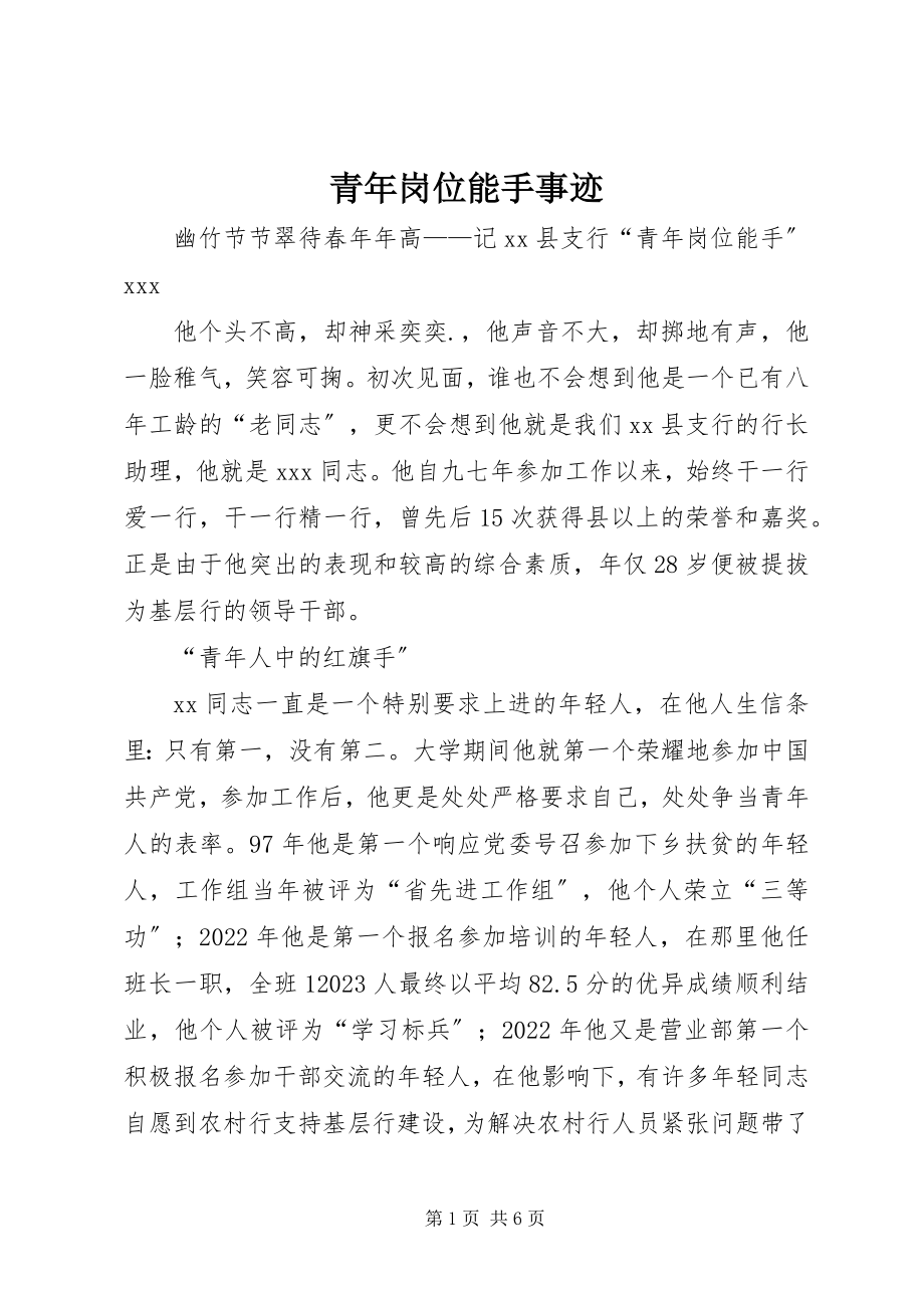 2023年青年岗位能手事迹.docx_第1页