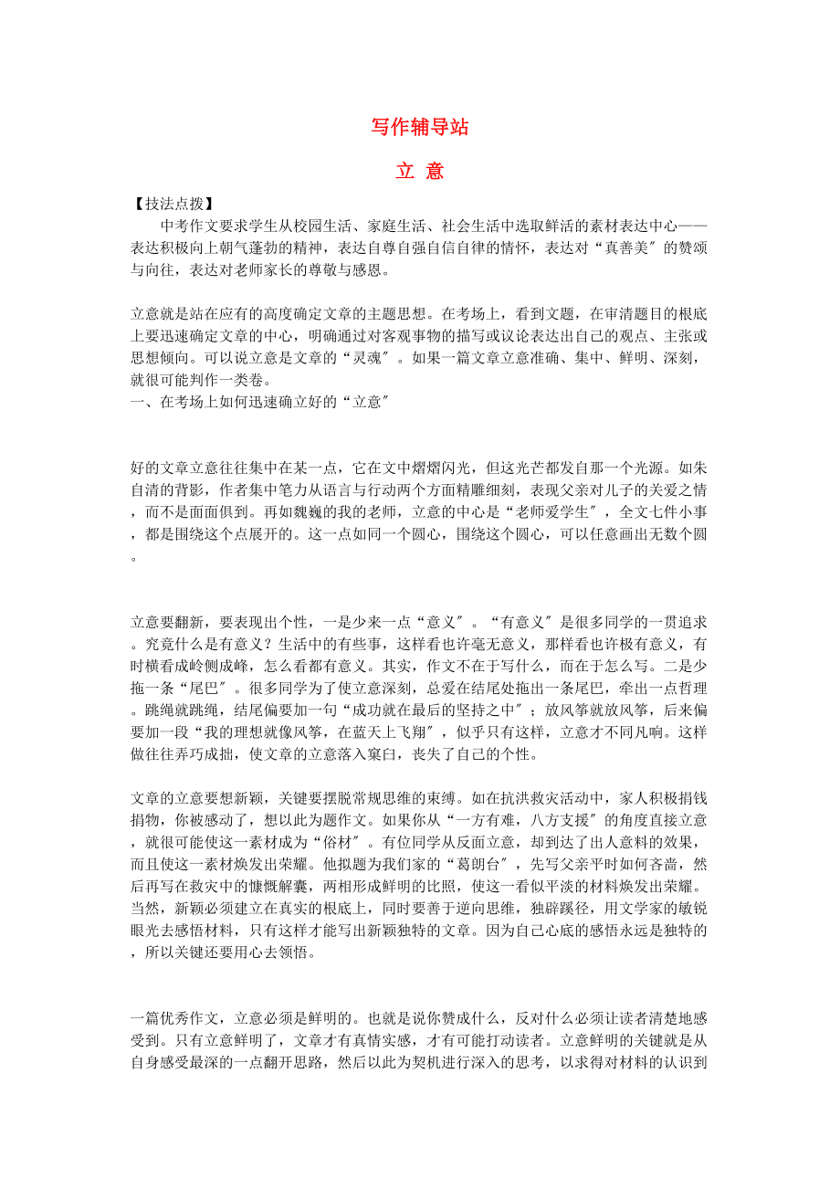 2023年中考总复习语文写作辅导立意.docx_第1页