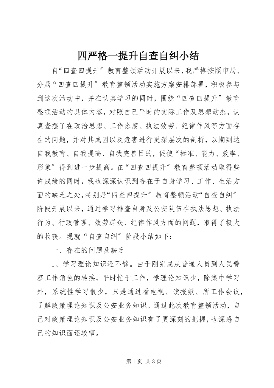 2023年四严格一提升自查自纠小结.docx_第1页