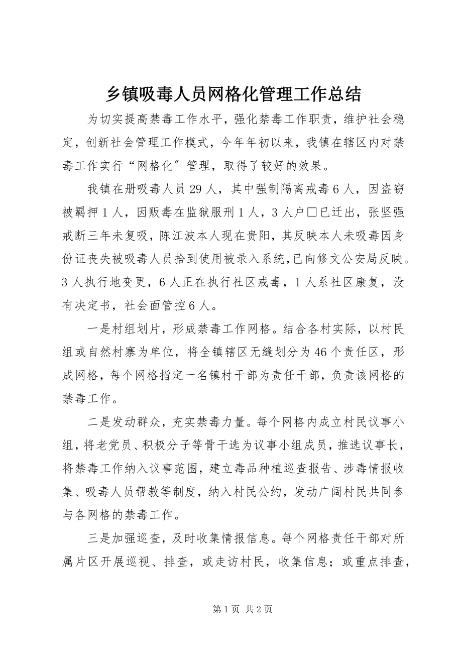 2023年乡镇吸毒人员网格化管理工作总结.docx_第1页