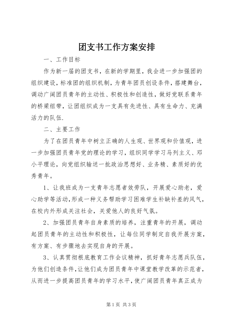 2023年团支书工作计划安排.docx_第1页