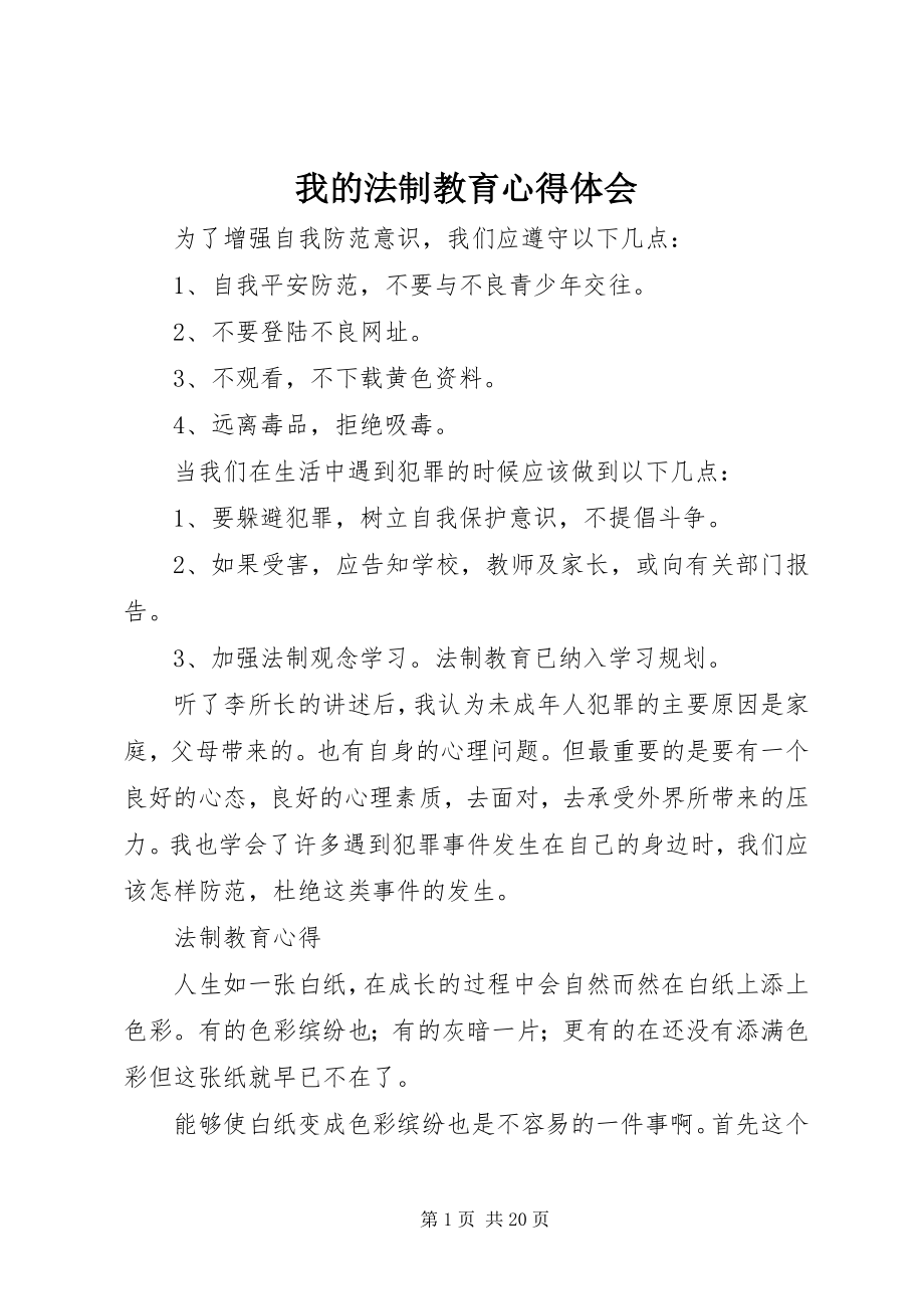 2023年我的法制教育心得体会.docx_第1页