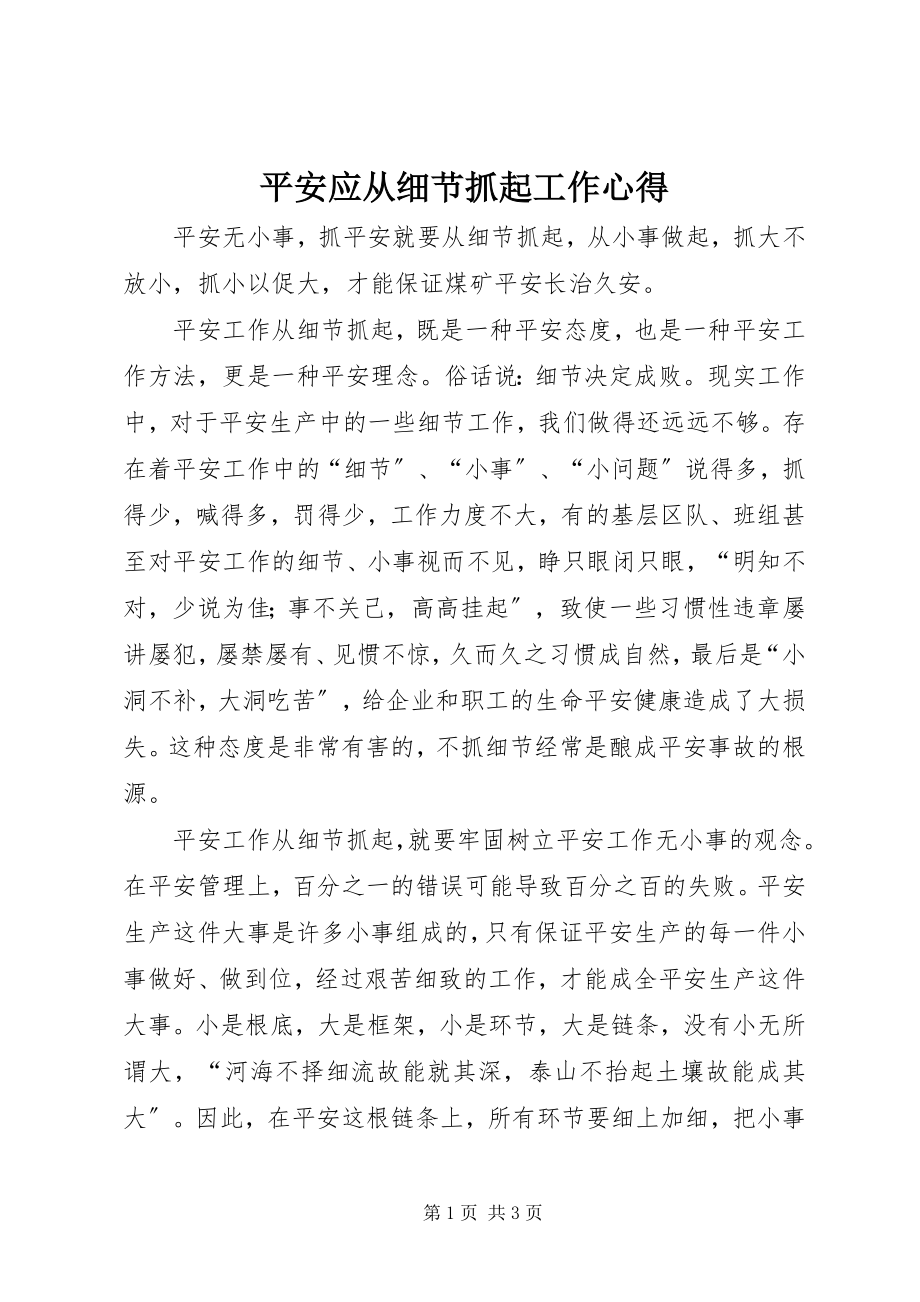 2023年安全应从细节抓起工作心得新编.docx_第1页