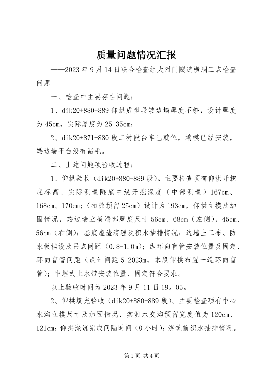 2023年质量问题情况汇报.docx_第1页