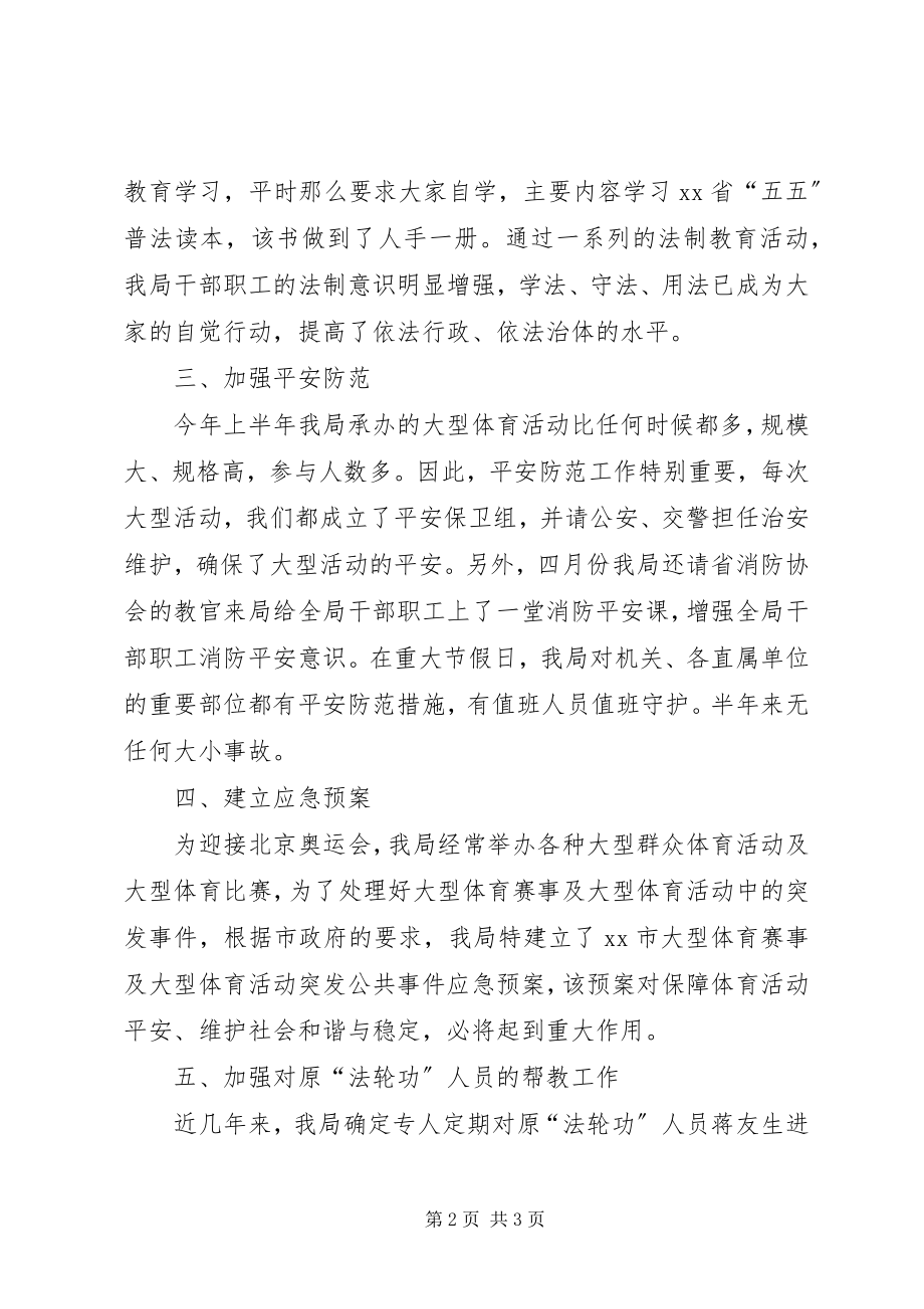 2023年体育局社会治安综合治理半年工作总结.docx_第2页