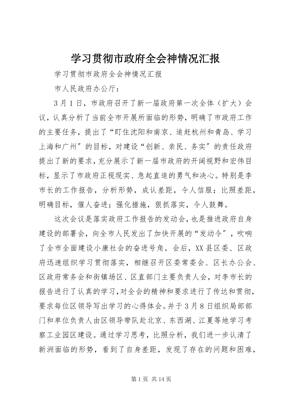 2023年学习贯彻市政府全会神情况汇报.docx_第1页