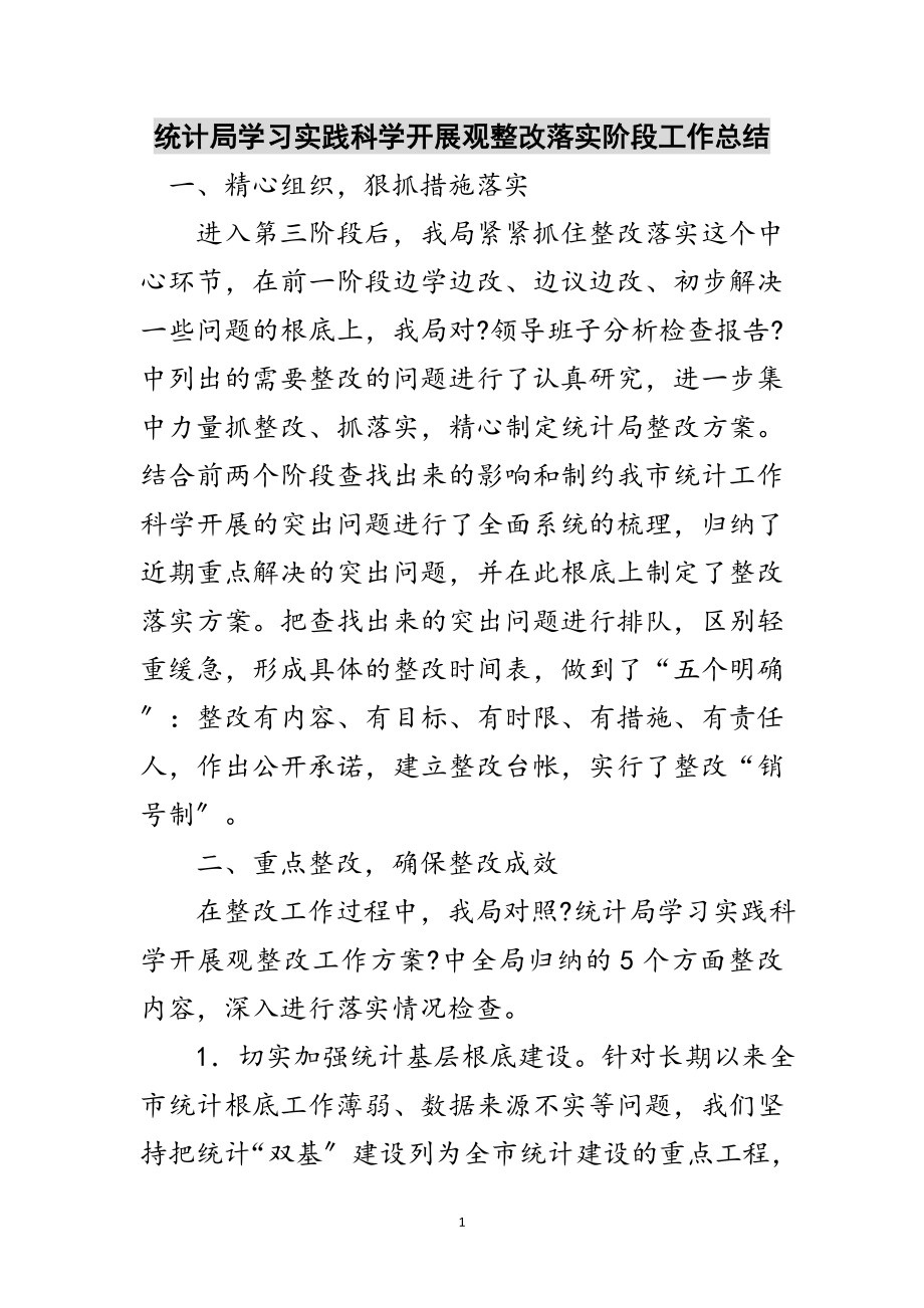 2023年统计局学习实践科学发展观整改落实阶段工作总结范文.doc_第1页