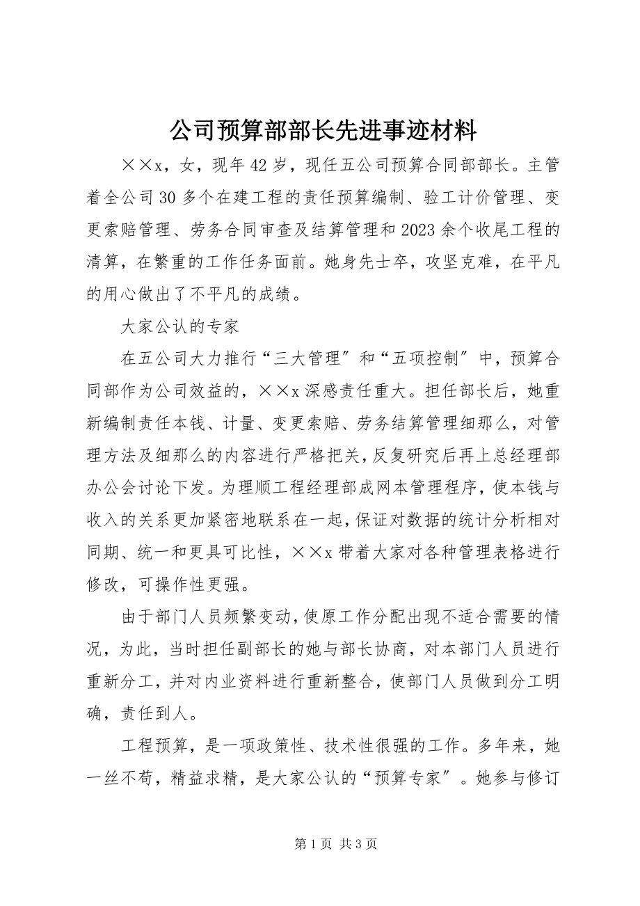 2023年公司预算部部长先进事迹材料.docx_第1页