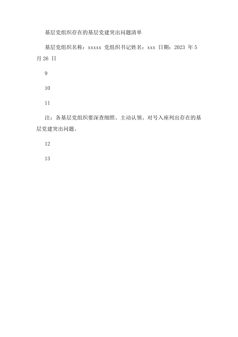 2023年基层党组织存在基层党建突出问题清单.docx_第2页