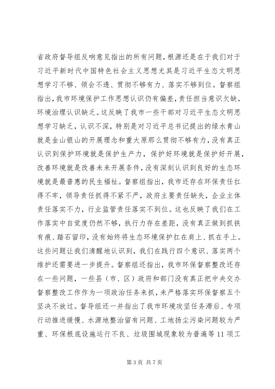 2023年在环境保护督察组反馈意见会议上的表态致辞.docx_第3页