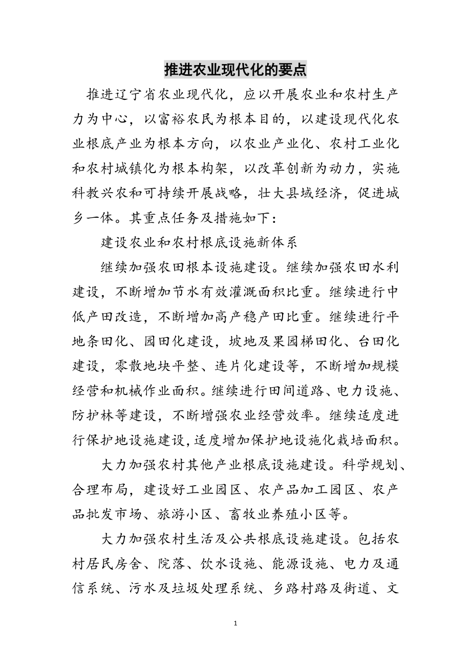 2023年推进农业现代化的要点范文.doc_第1页