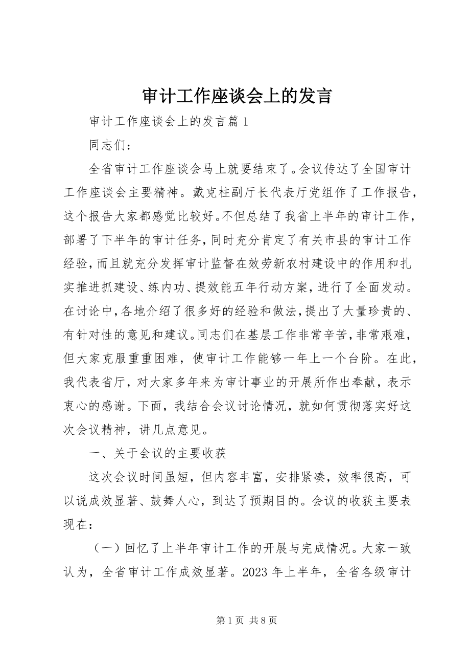 2023年审计工作座谈会上的讲话.docx_第1页