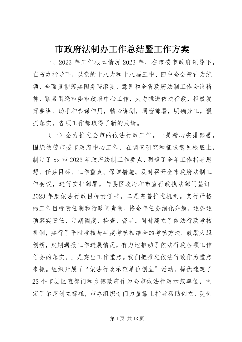 2023年市政府法制办工作总结暨工作计划.docx_第1页