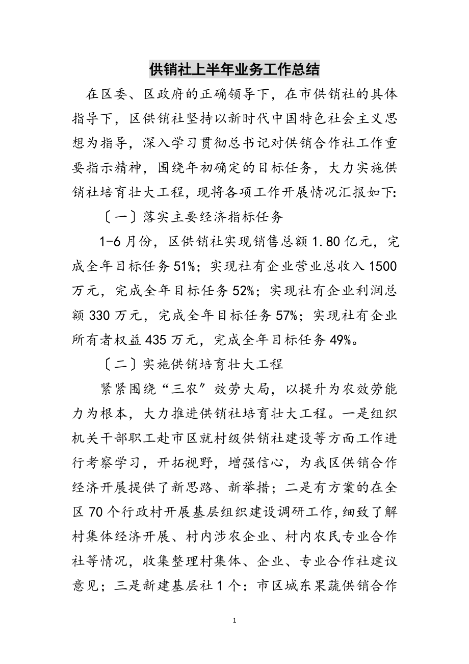 2023年供销社上半年业务工作总结范文.doc_第1页