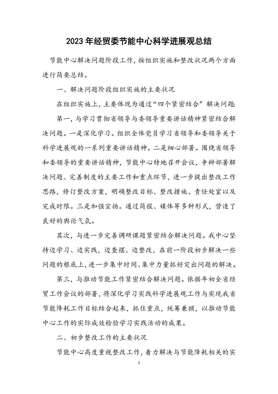 2023年经贸委节能中心科学发展观总结.docx_第1页