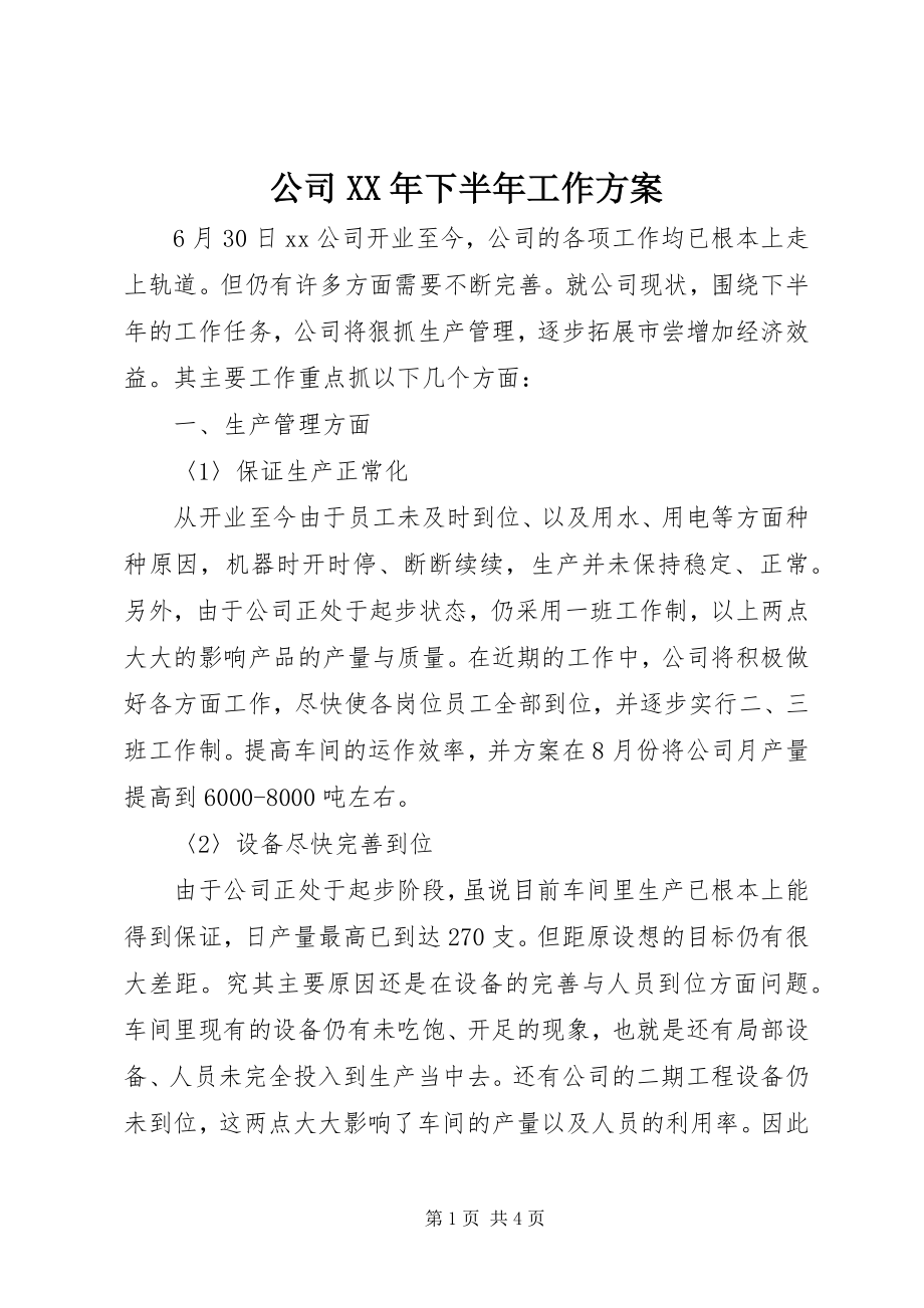 2023年公司下半年工作计划3.docx_第1页