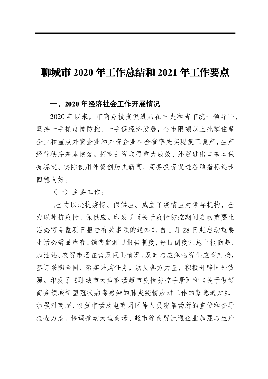 聊城市2020年工作总结和2021年工作要点.docx_第1页