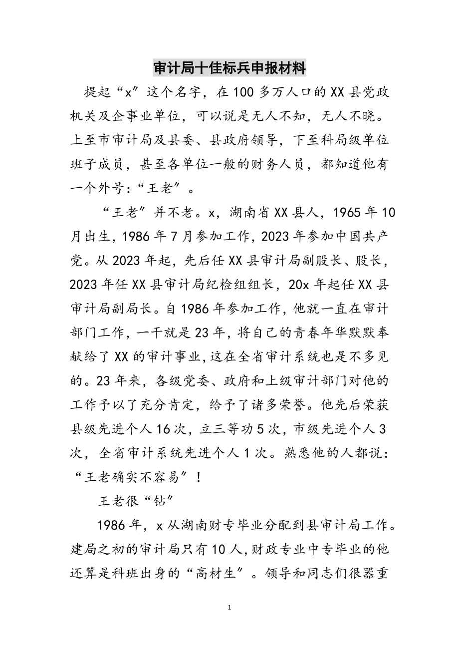 2023年审计局十佳标兵申报材料范文.doc_第1页