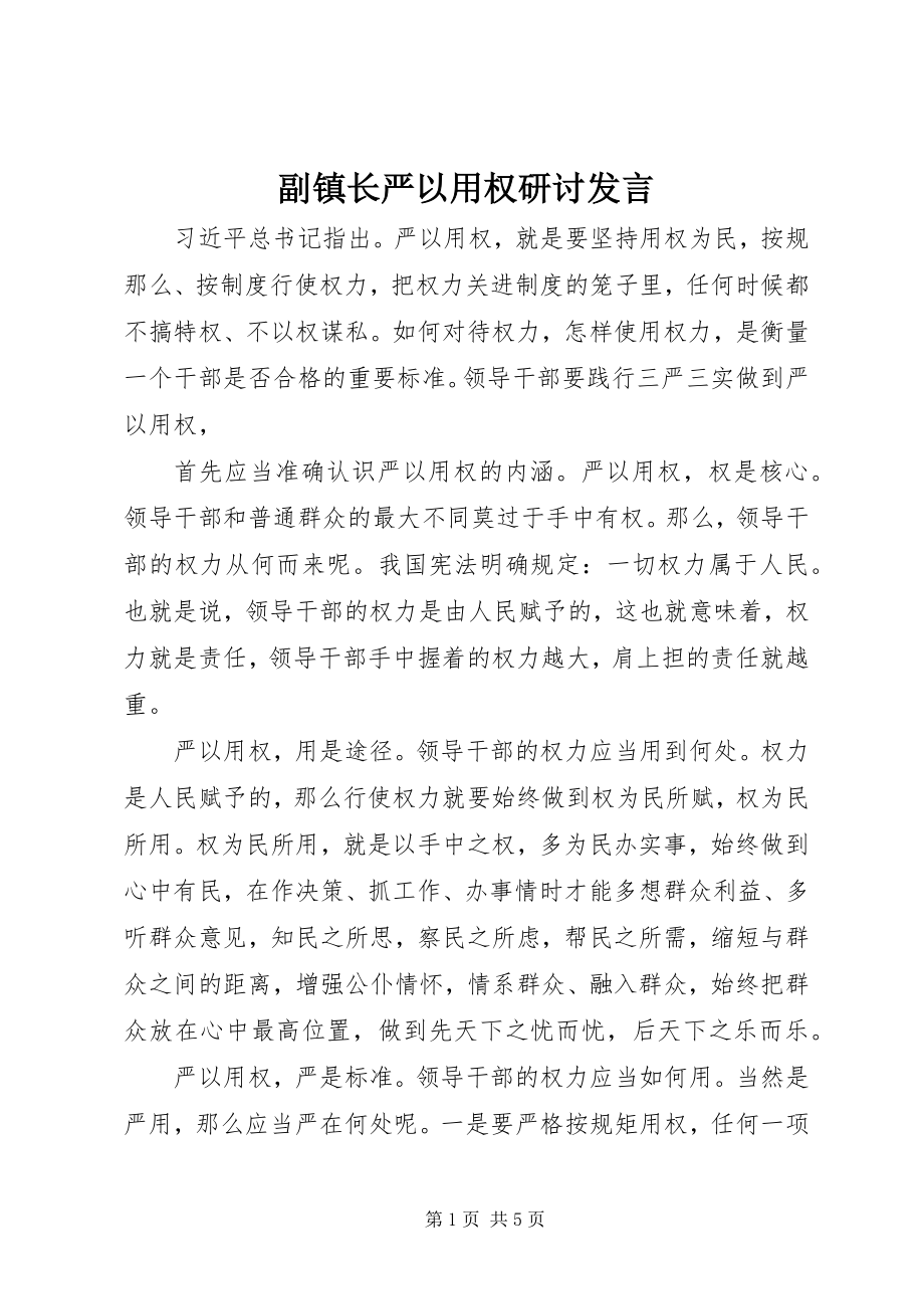 2023年副镇长严以用权研讨讲话.docx_第1页