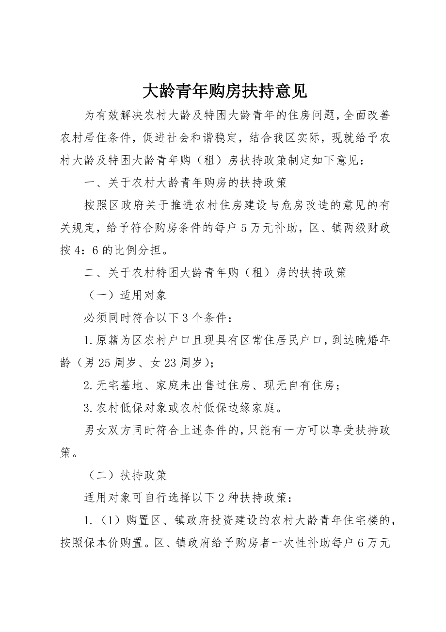 2023年大龄青年购房扶持意见新编.docx_第1页