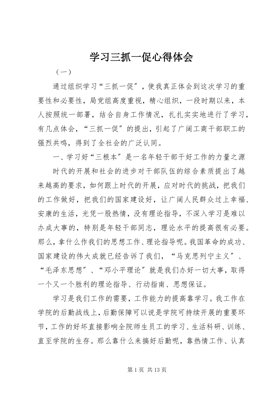 2023年学习三抓一促心得体会.docx_第1页