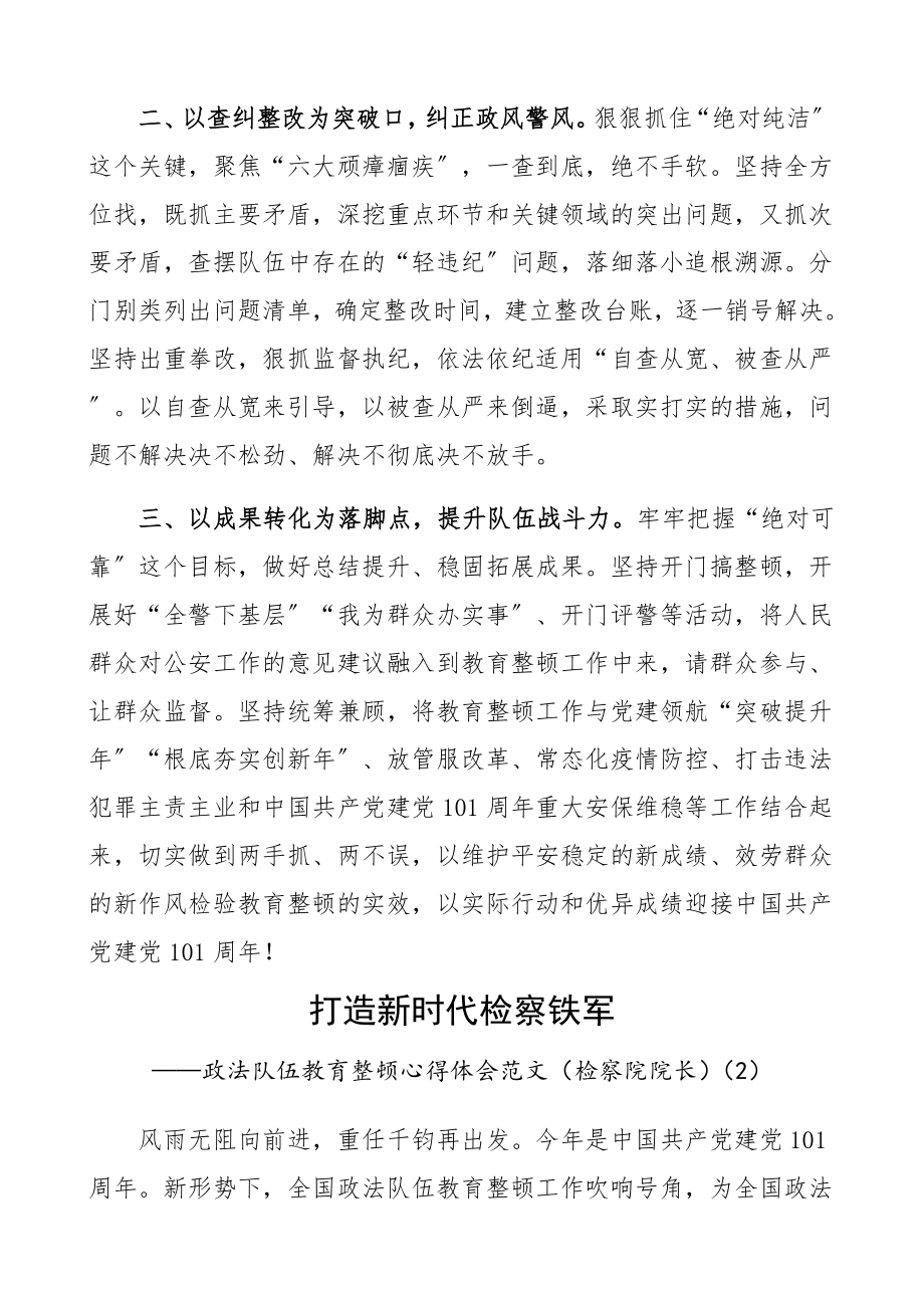 队伍整顿2023年学习心得体会3篇含公安局局长检察院法院院长文章.docx_第2页