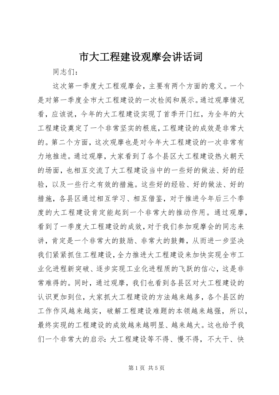 2023年市大项目建设观摩会致辞词.docx_第1页