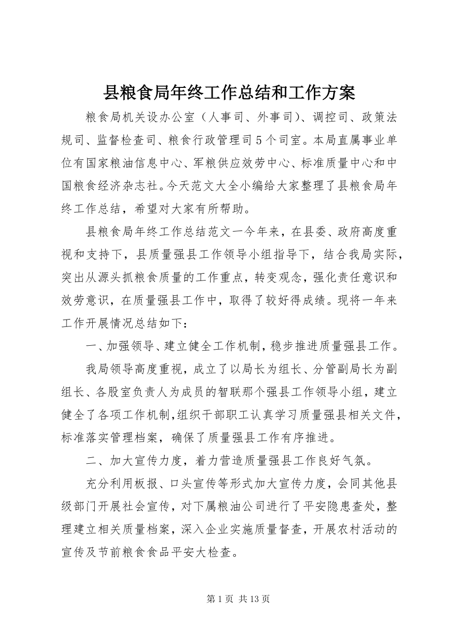 2023年县粮食局年终工作总结和工作计划.docx_第1页