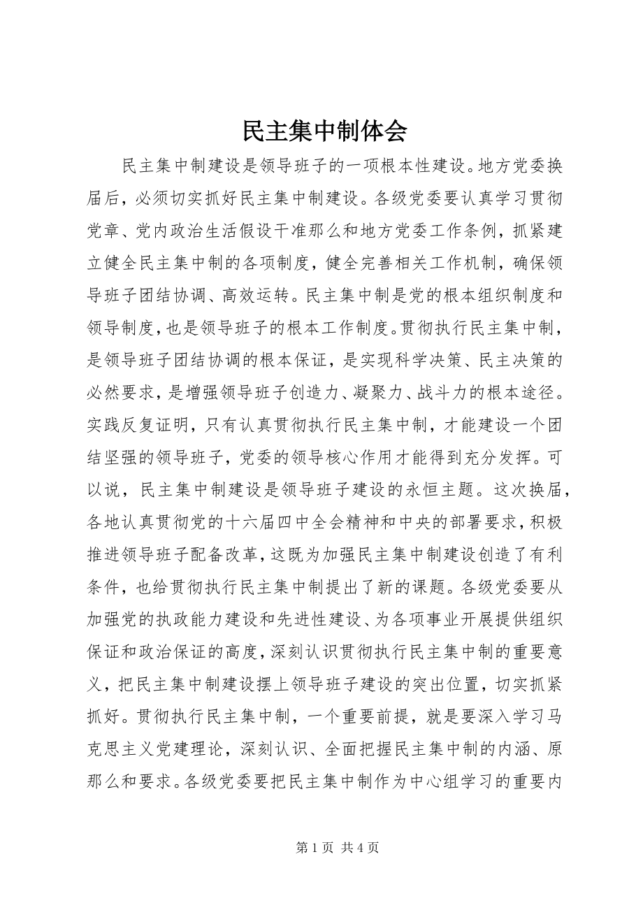 2023年民主集中制体会.docx_第1页