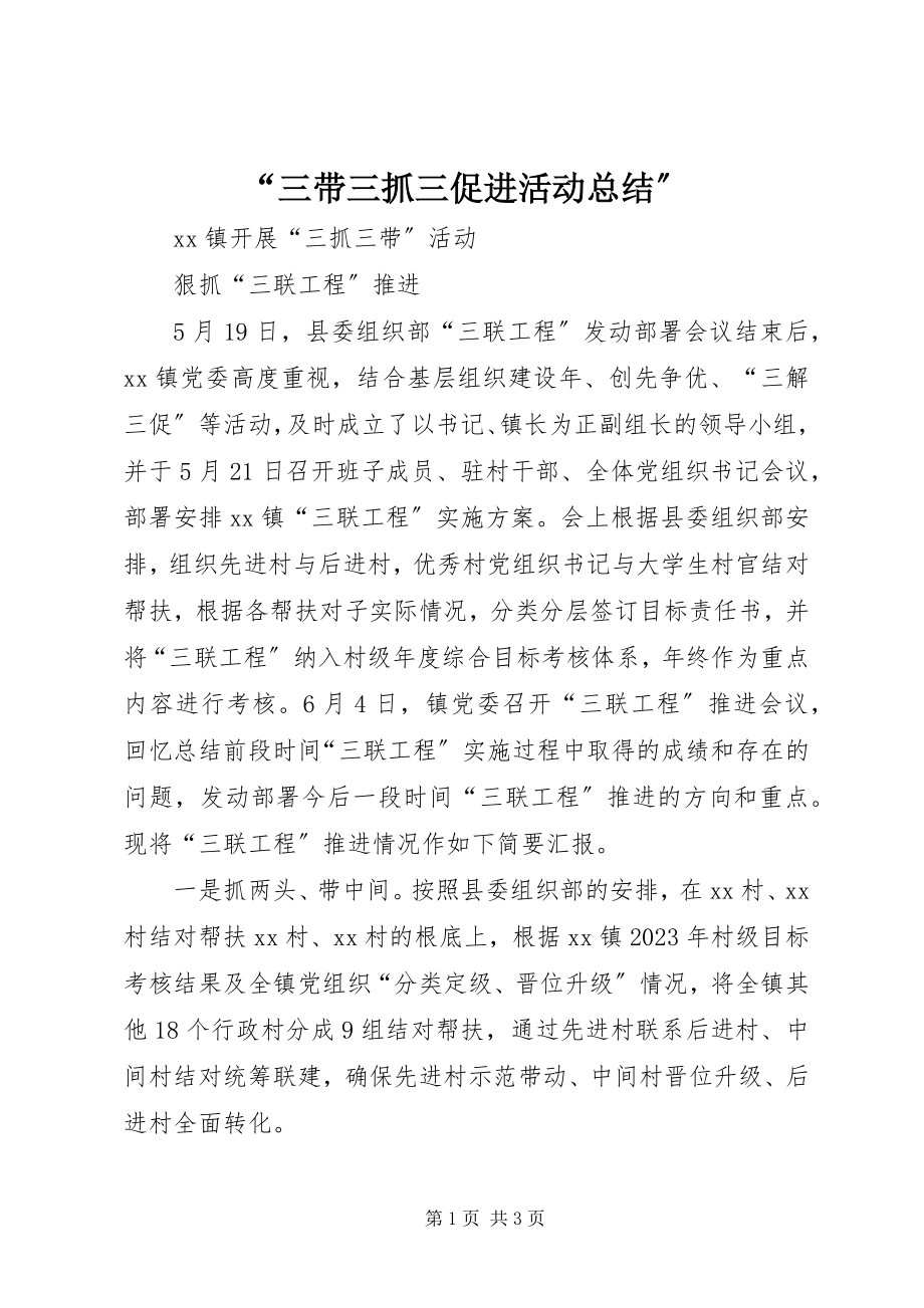 2023年三带三抓三促进活动总结.docx_第1页