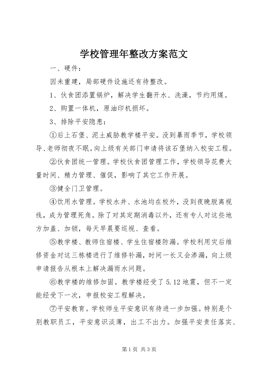 2023年学校管理年整改方案.docx_第1页