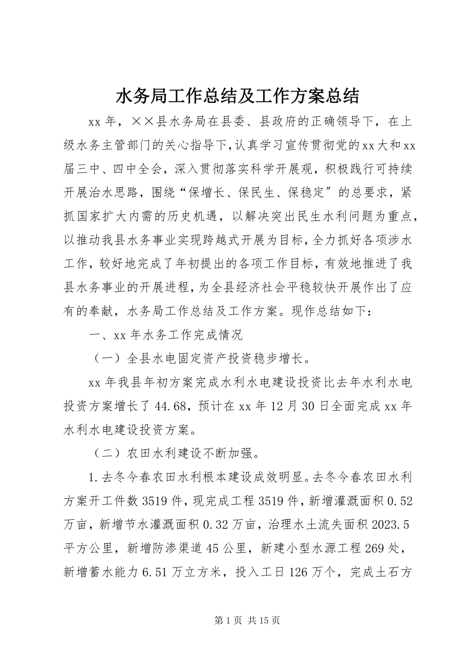 2023年水务局工作总结及工作计划总结.docx_第1页