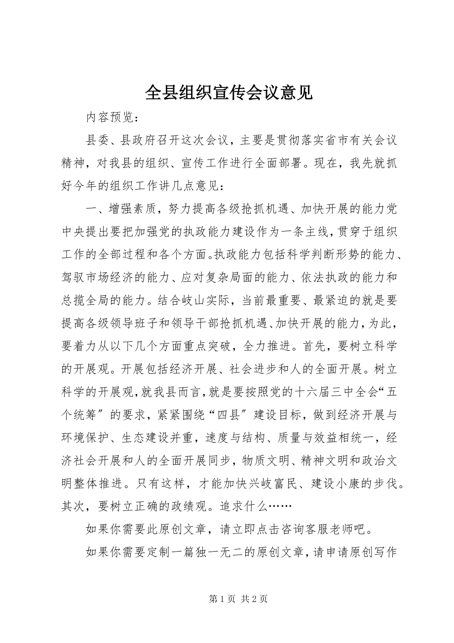 2023年全县组织宣传会议意见.docx_第1页