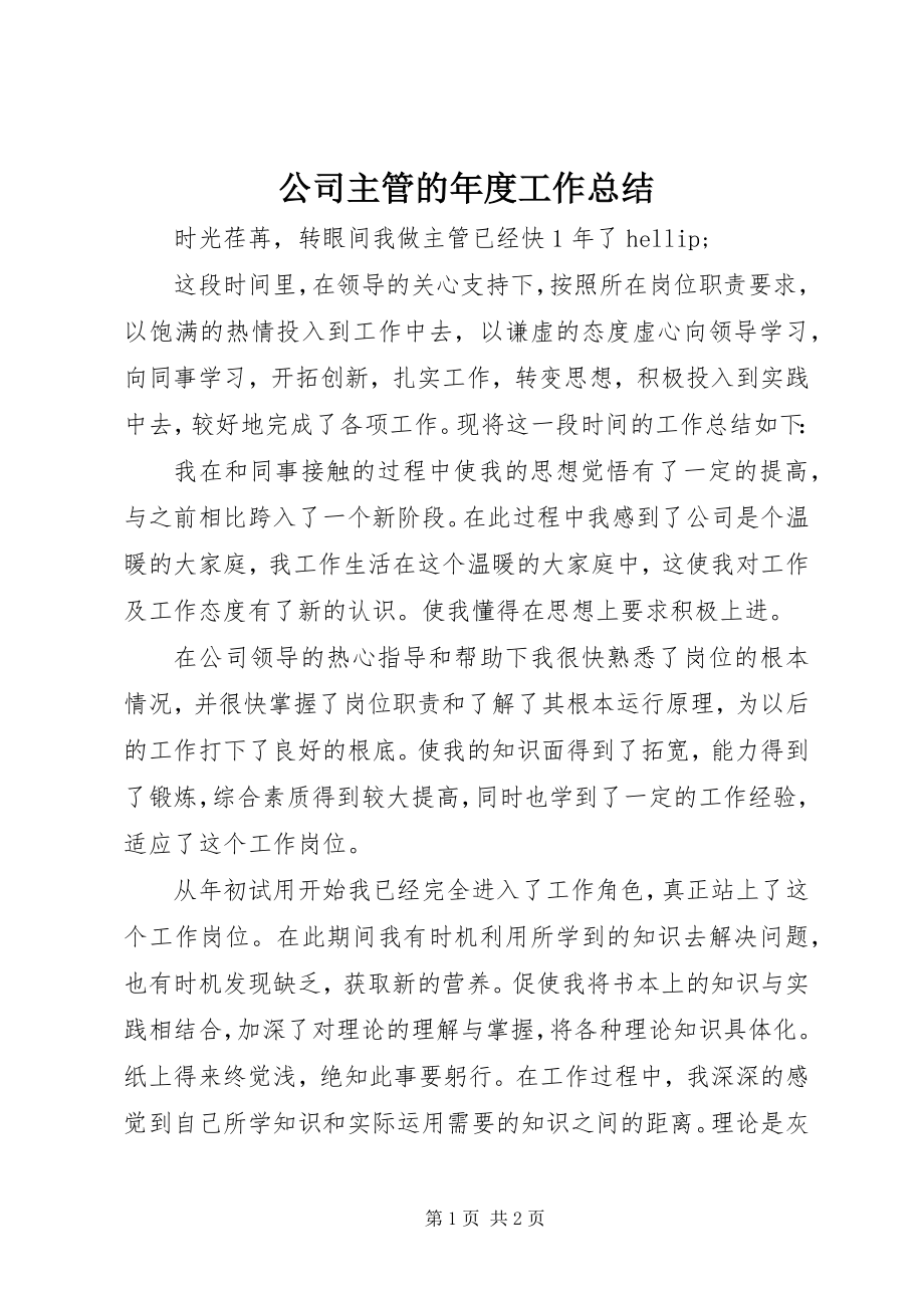 2023年公司主管的年度工作总结.docx_第1页